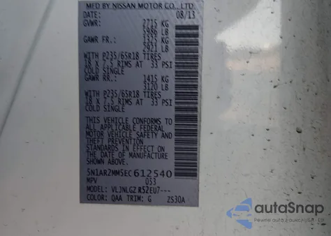 2014 Nissan Pathfinder Sl from USA, damaged, VIN 5N1AR2MM5EC612540